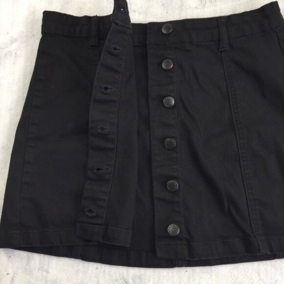 Forever 21 Mini Skirt Button Front Black Denim - Picture 4 of 6